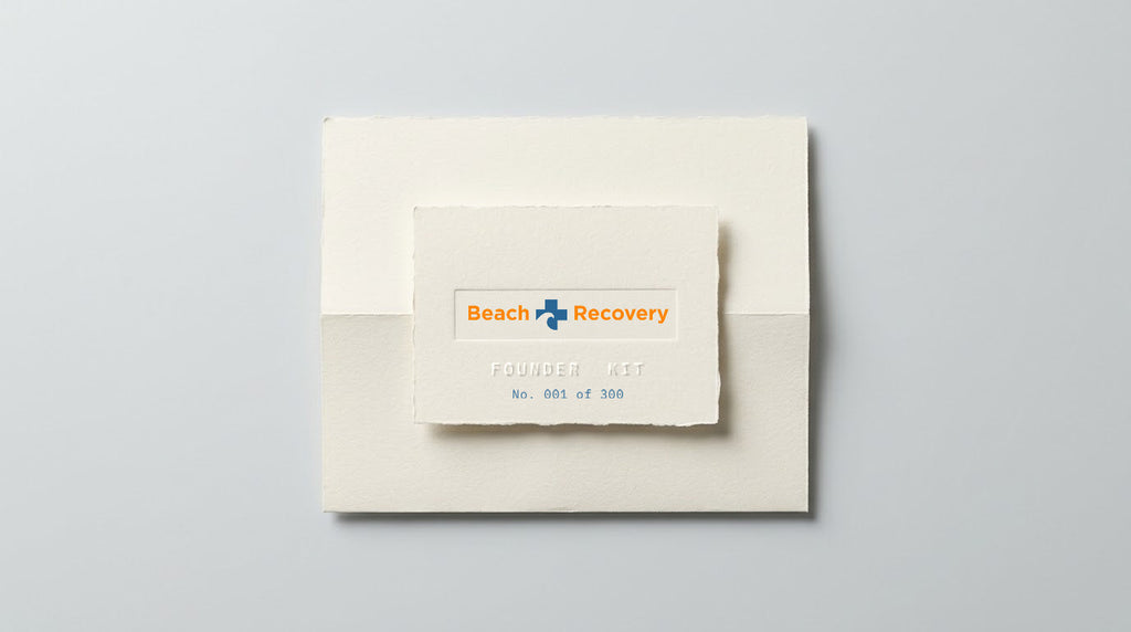 The numbered edition certificate with the two-colour Beach Recovery signature letterpressed into a plate impression.