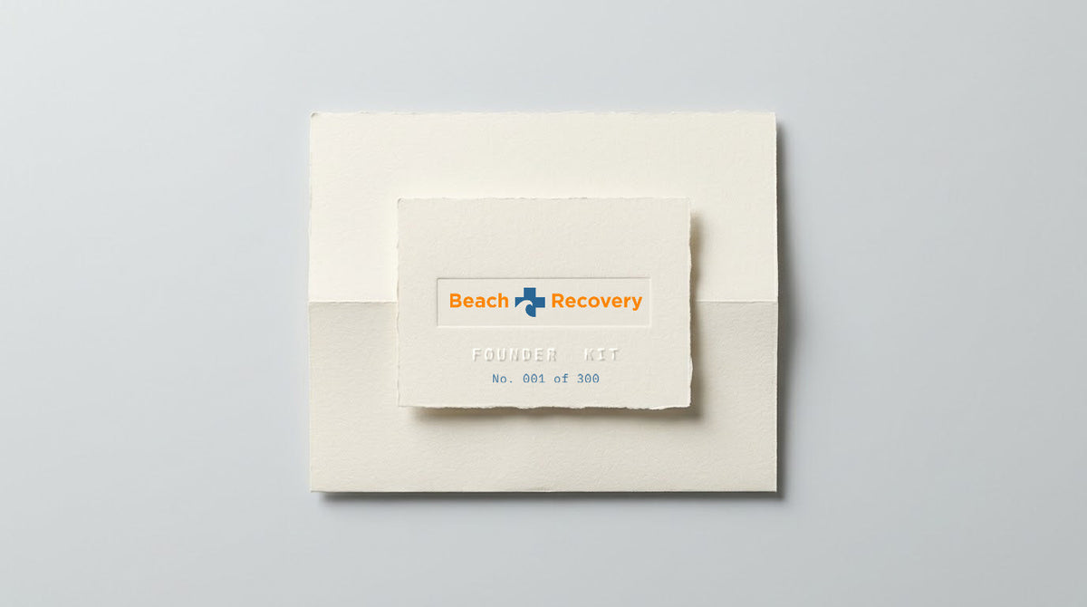 The numbered edition certificate with the two-colour Beach Recovery signature letterpressed into a plate impression.