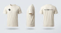 Off-white Beach Recovery short sleeve tee shown front, back and side: the Cross in black at the right chest, the full Beach Recovery signature across the back.